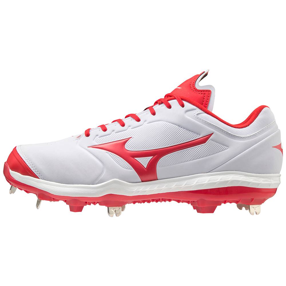 Tenis Softball Mizuno Sweep 5 Baixo Metal - Mulher - Branco/Vermelhas - HFELJ7132